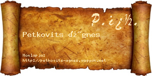 Petkovits Ágnes névjegykártya