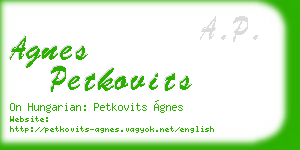 agnes petkovits business card